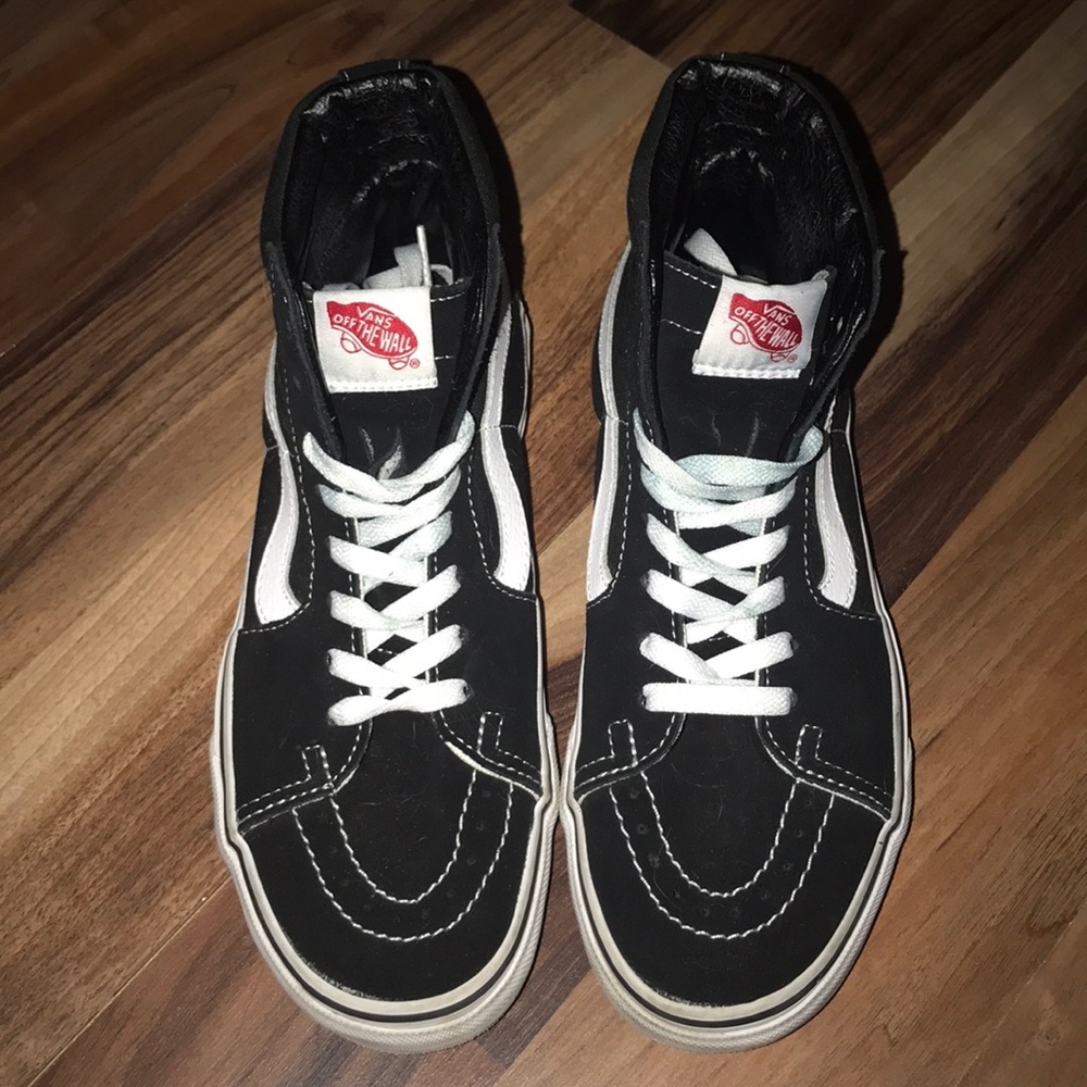 black and white high top vans